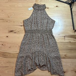 NWT Maurices Brown Cream High Neck High Low Dress | XL